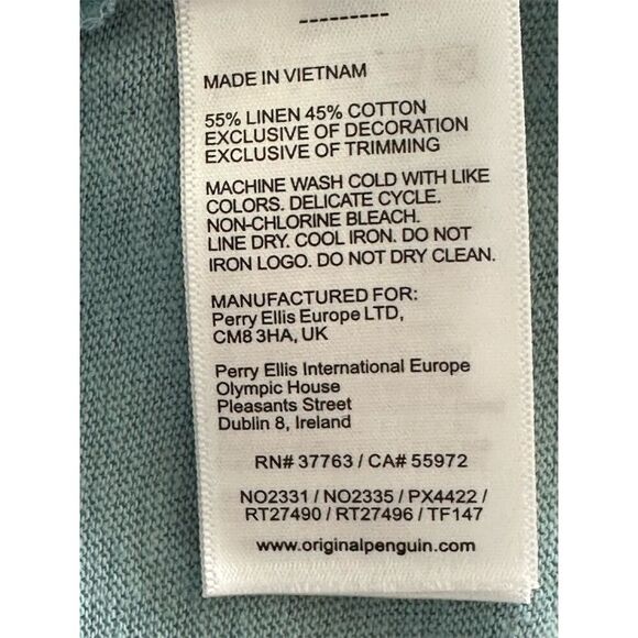 Penguin Men's Blue Graphic Print T-Shirt L Floral Pocket Crew Neck - Picture 6 of 6